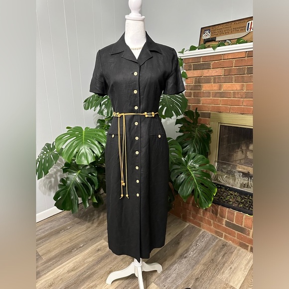 🛍️Positive Attitude petite black button down dress with removable belt size P6 - Picture 4 of 9